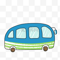 卡通的公交车图片_卡通蓝色公交车插画
