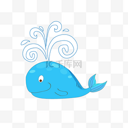 鲸鱼喷水卡通图片_海洋海底世界鲸鱼卡通手绘png下载