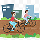 卡通手绘运动健身骑自行车