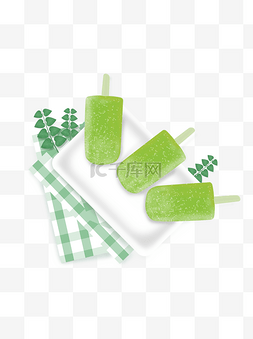 夏季冰棍图片_绿豆冰棍元素设计