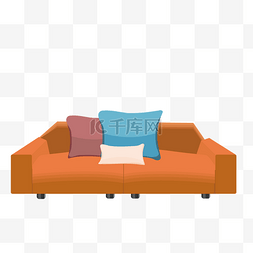 手绘橙色的沙发插画