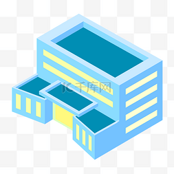 漂亮的楼房图片_漂亮的2.5D蓝色房屋插画