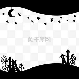 圣诞边框背景图片_万圣节主题黑白边框手绘插画