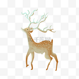 梅花鹿鹿手绘图片_圣诞手绘梦幻圆点麋鹿