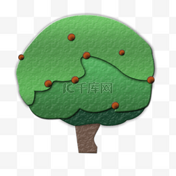 景观素材素材下载图片_夏季卡通绿色苹果树大自然风格png