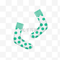 长袜图片_简约手绘绿色的波点长袜插画海报
