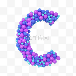 蓝色立体字母图片_C4D气球立体字母C元素
