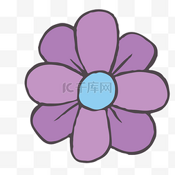 一朵卡通紫色花朵免抠