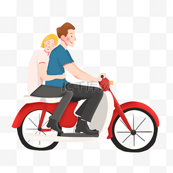 想依偎情侣图片_夏季骑摩托的小清新温馨手绘可爱