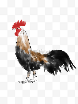 中国画图片_水墨动物—公鸡商用中国画毛笔画