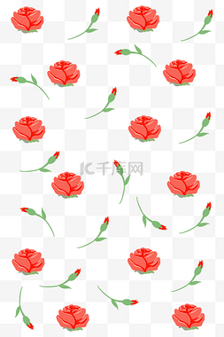 漂亮玫瑰花图片_红色的玫瑰花底纹插画