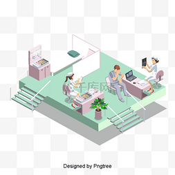 矢量卡通2.5D医疗装饰插图