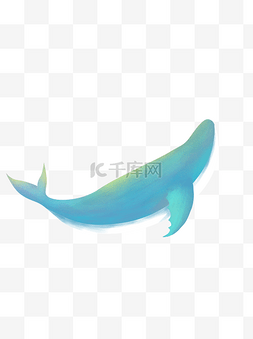 手绘梦幻鲸鱼图片_蓝色梦幻鲸鱼手绘素材可商用元素