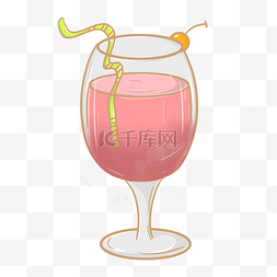 水彩粉色鸡尾酒
