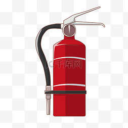 校园消防知识图片_卡通手绘红色的消防工具插画