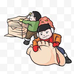 冬至包饺子卡通图片_冬至小男孩和饺子插画