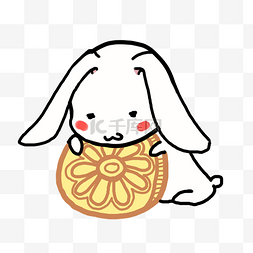 中秋节月饼小白兔插画