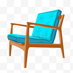 蓝色室内家居图片_蓝色木头靠垫小椅子