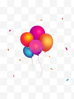 气球banner图片_渐变彩色漂浮气球碎纸装饰电商素