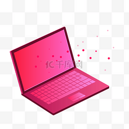 矢量卡通粉色渐变电脑