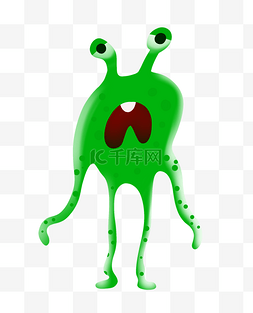 绿色防疫图片_卡通绿色细菌插画