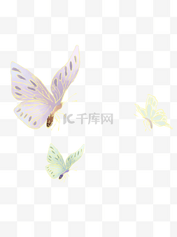 三只蝴蝶流光溢彩设计可商用元素