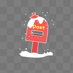 红色圣诞彩带图片_圣诞邮箱信件思念邮筒平安夜雪PNG