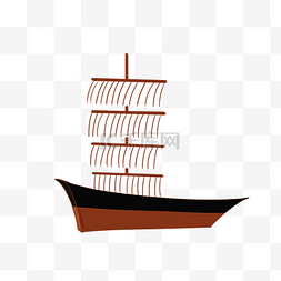 木质桅杆图片_卡通白色帆船插画