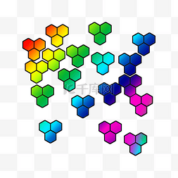 矢量彩色六边形格子网格
