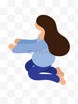 扁平化插画女孩图片_扁平化跪在地上的女孩人物设计元