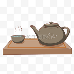 茶壶插画图片_古风休闲主题茶壶插画