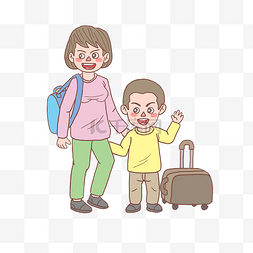 旅游母亲和儿子