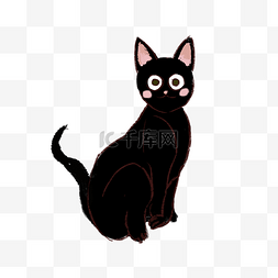 卡通眼珠子图片_黑色可爱小猫元素