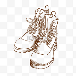 线描短靴手绘插画