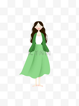 绿衣裙图片_清新绿衣裙女孩元素