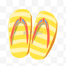 沙滩拖鞋卡通图片_黄色的沙滩拖鞋插画