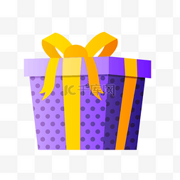 紫色立体包装礼盒元素
