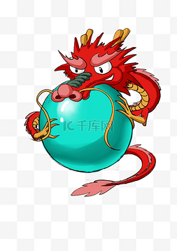 中国传统图腾素材图片_红色的龙与蓝龙珠