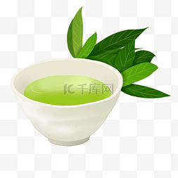 绿色树叶装饰图案图片_一碗绿茶插图装饰