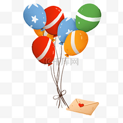 卡通氢气球图片_情人节的信封和气球免抠元素