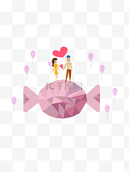 相片情人节气球糖果情侣爱心粉色