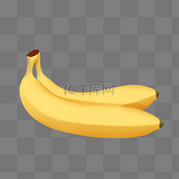 两根黄色手绘成熟的香蕉psd免抠图