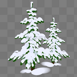 洁白雪花图片_手绘落雪的松树插画