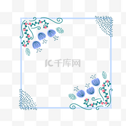 小清新花卉简约图片_蓝色简约清新花卉边框