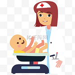 卡通矢量在称重婴儿的护士免抠png