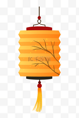 橘黄色折叠的灯笼插画