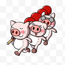 三只小猪图片_卡通小猪三小只和糖葫芦png透明底