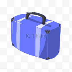 手绘行李箱插画图片_卡通手绘蓝色行李箱插画