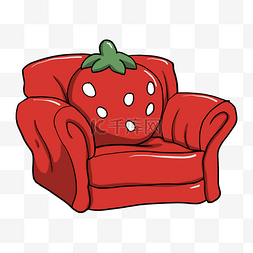 红色手绘草莓图片_红色的草莓沙发插画