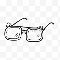 手绘猫耳朵图片_可爱眼镜线稿手绘元素